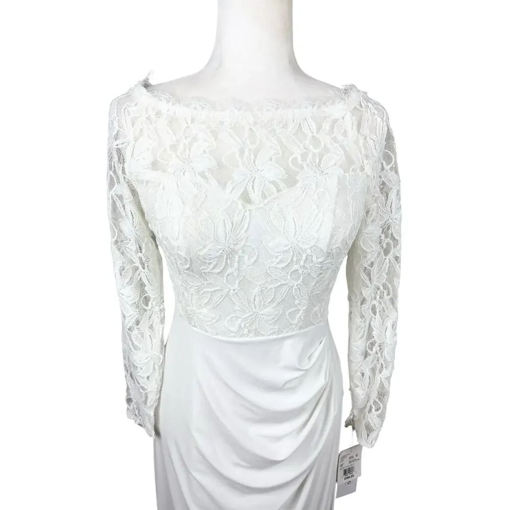 David’s Bridal DB Studio Wedding Dress Womens Size 4 Ivory Lace Elegant Gown New